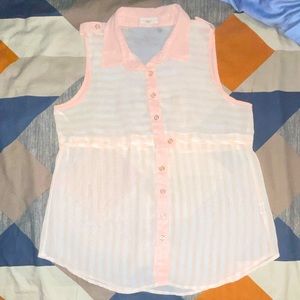 Sleeveless Sheer👀 Button Down Blouse😍